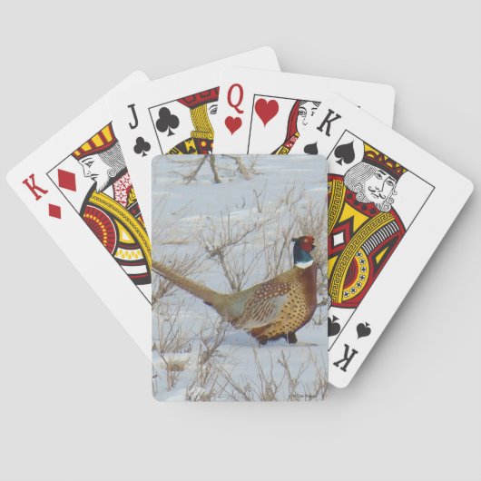 B22 Ringhalsfazant in de Sneeuw Pokerkaarten (Achterkant)