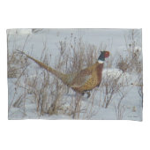 B23 Ring-necked fazant in sneeuw Kussensloop (Voorkant)