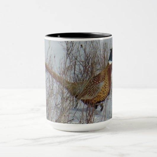 B23 Ring-necked fazant in sneeuw Mok (Midden)