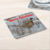 B23 Ring Necked Pheasant in Snow Coaster Kartonnen Onderzetters (Schuin)