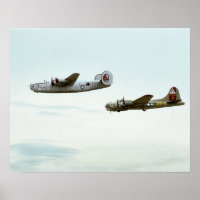 B24 en B17 vliegend Poster
