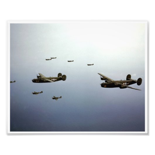 B24 Liberator Bombers en-route naar doel Foto Afdruk (Voorkant)