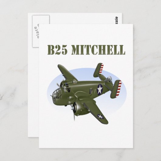 B25 Mitchell Bomber Green Plane Briefkaart (Voorkant / Achterkant)