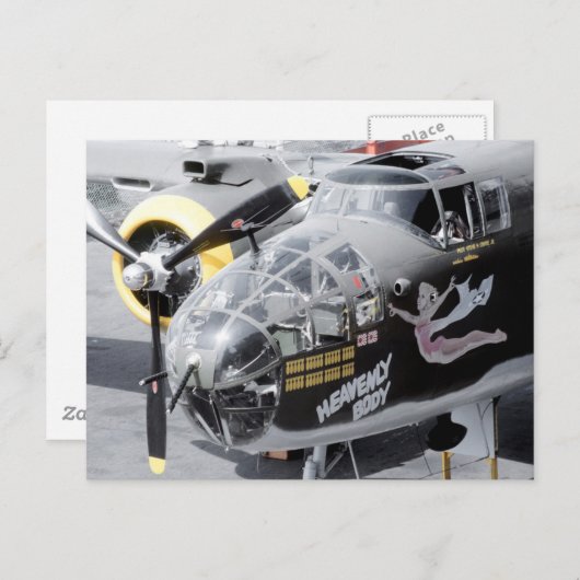 B25 MITCHELL BOMBER " HEAVENLY BODY " NOSE ART BRIEFKAART (Voorkant / Achterkant)
