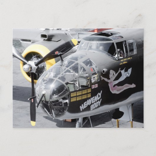 B25 MITCHELL BOMBER " HEAVENLY BODY " NOSE ART BRIEFKAART (Voorkant)
