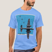 B25 Mitchell WW2 bommenwerper vliegtuig boven de o T-shirt (Voorkant)