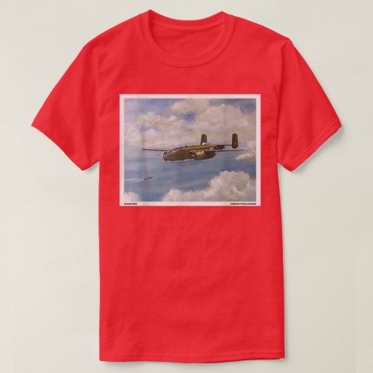 B25 Mitchell WW2 Plane Painting Military Novelty G T-shirt (Design voorkant)