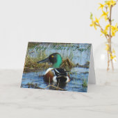 B25 Northern Shoveler Duck Kaart (Gele Bloem)