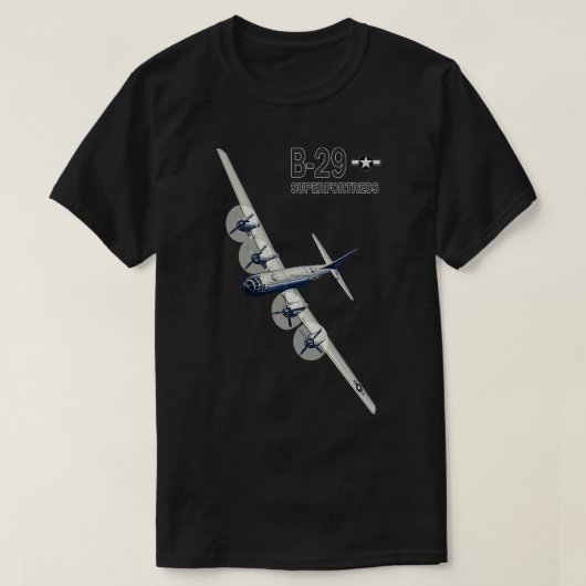 B29 Superfortress WW2 bommenwerper vliegtuig T-shirt (Design voorkant)