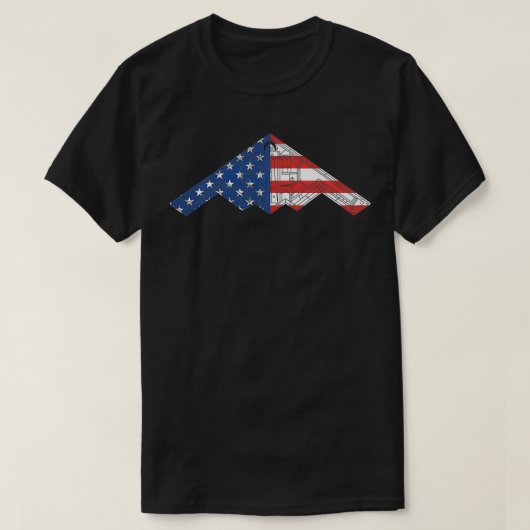 B2 Bomber Stealth Vliegtuig Schematische Amerikaan T-shirt (Design voorkant)