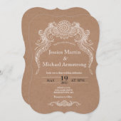 B2- scroll ontwerp bruiloft uitnodigingskaart kaart (Voorkant / Achterkant)