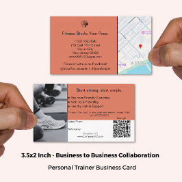 B2B Services QR-code gebrand Sinaasappel zwart Aanbevelingskaartje