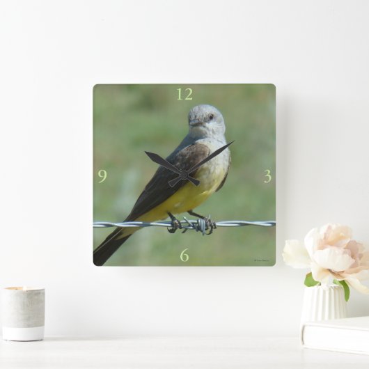 B32 Western Kingbird Vierkante Klok (Huis)