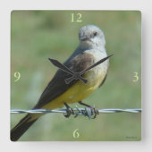B32 Western Kingbird Vierkante Klok (Voorkant)