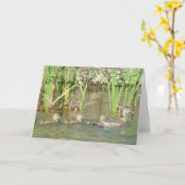 B34 Moeder Duck en Ducklings Kaart (Gele Bloem)