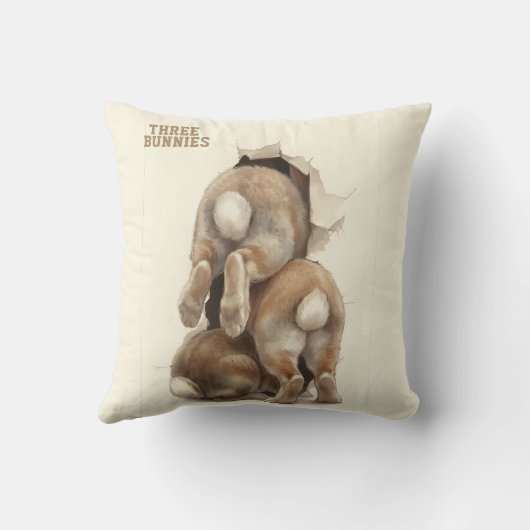 B3 Three Bunnies 3D Illusion  Kussen (Achterkant)