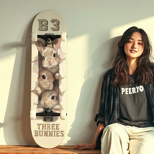 B3 Three Bunnies 3D Illusion  Persoonlijk Skateboard