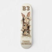 B3 Three Bunnies 3D Illusion  Persoonlijk Skateboard (Voorkant)