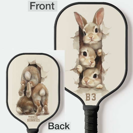 B3 Three Bunnies 3D Illusion Pickleball Paddle