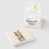 B3 Three Bunnies 3D Illusion Stenen Onderzetter (Zijkant)
