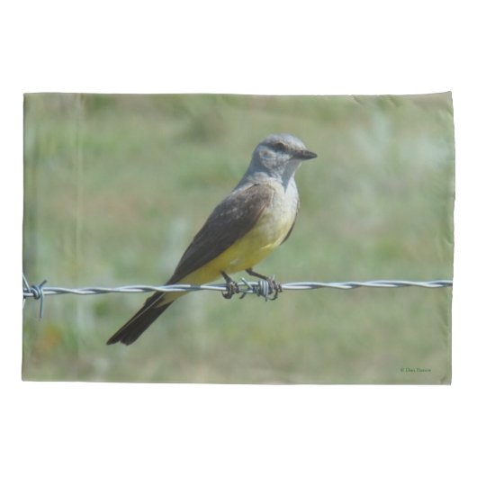 B44 Western Kingbird op Barb Wire Fence Kussensloop (Achterkant)