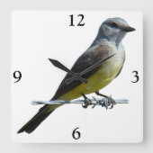 B45 Western Kingbird Vierkante Klok (Voorkant)