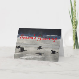 B47 Canadese ganzen over de bevroren rivier Feestdagen Kaart