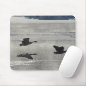 B47 Canadese ganzen over de bevroren rivier Muismat (Met muis)