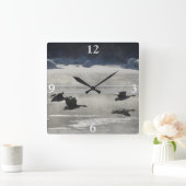 B47 Canadese ganzen over de bevroren rivier Vierkante Klok (Huis)