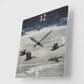 B47 Canadese ganzen over de bevroren rivier Vierkante Klok (Hoek)