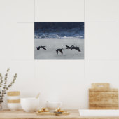 B48 Canadese Ganzen Boven Bevroren Rivier Poster (Keuken)