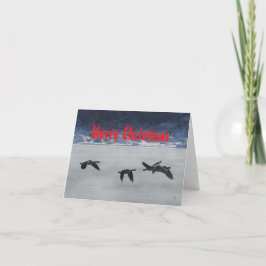 B48 Geese Over Frozen River Christmas Card Bedankkaart