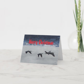 B48 Geese Over Frozen River Christmas Card Bedankkaart