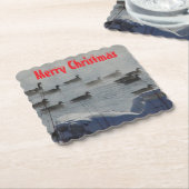 B49a Canada Geese on Foggy Frozen River Coaster Kartonnen Onderzetters (Gebogen)
