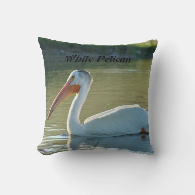 B4 Witte Pelican Kussen (Voorkant)