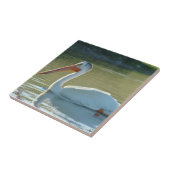 B4 Witte Pelican Tegeltje (Zijkant)