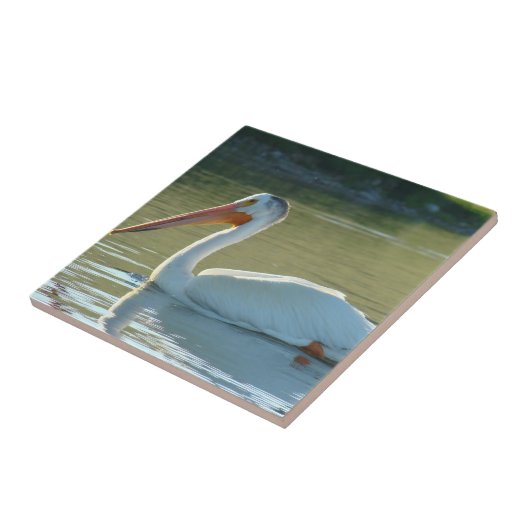 B4 Witte Pelican Tegeltje (Zijkant)