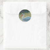 B4 Witte Pelikaan Ronde Sticker (Tas)