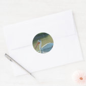 B4 Witte Pelikaan Ronde Sticker (Envelop)