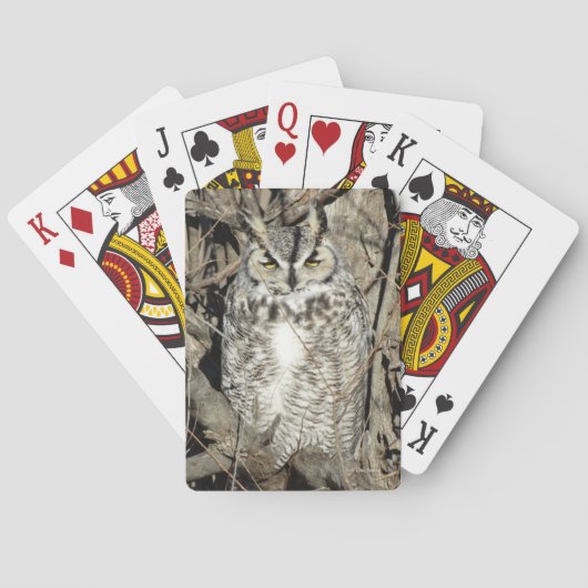 B51 Grote Gehoornde Uil Pokerkaarten (Achterkant)