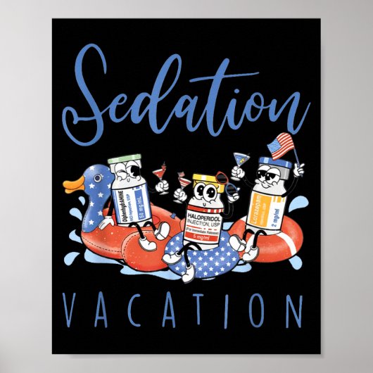 B52 Chill The Fourth Out Icu Nurse Benadryl Haldol Poster (Voorkant)