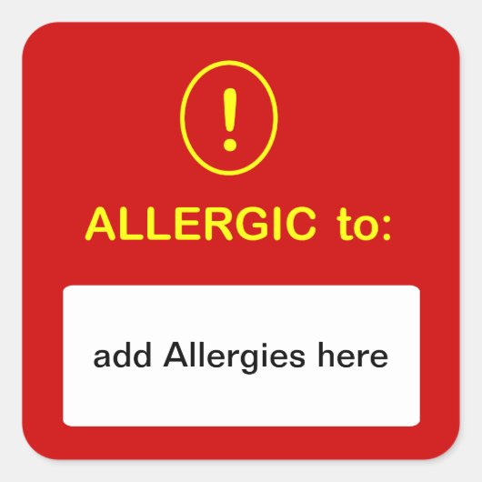 b6 - HIERMEE AANPASSEN ~ Allergieën toevoegen. Vierkante Sticker (Voorkant)