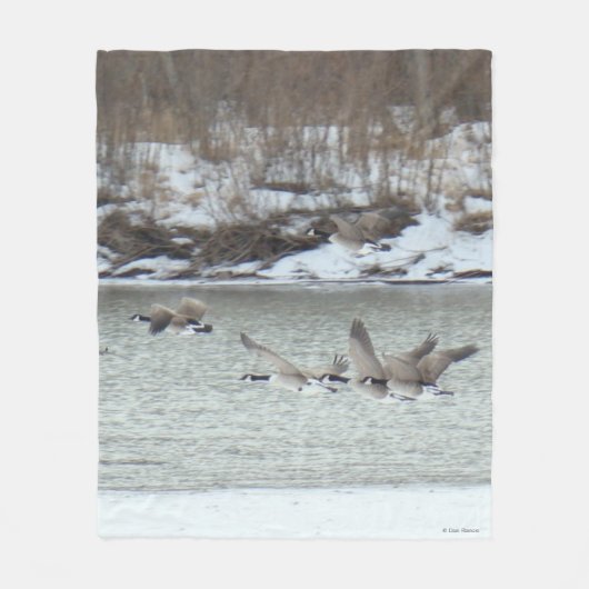 B7 Canadese Ganzen Boven Bevroren Rivier Fleece Deken (Voorkant)