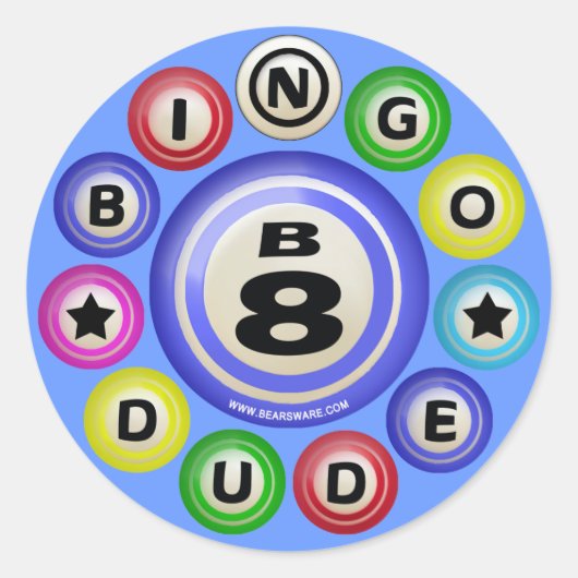 B8 Bingo Ronde Sticker (Voorkant)