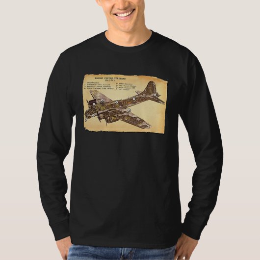 B 17 Bomber WWII Flying Fortress Diagram T-shirt (Voorkant)