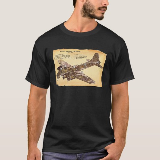 B 17 Bomber WWII Flying Fortress Diagram T-shirt (Voorkant)