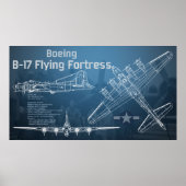 B-17 Flying Fortress blauwdruk Poster (Voorkant)
