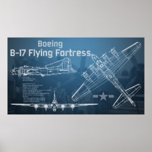 B-17 Flying Fortress blauwdruk Poster