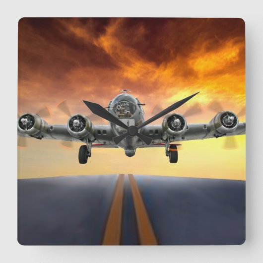 B-17 FLYING FORTRESS TAKEFFING VIERKANTE KLOK (Voorkant)
