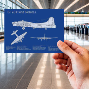 B-17 Flying Fortress - Vliegtuigblauwdruk ABD Briefkaart